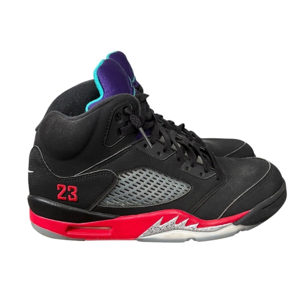 Air Jordan 5 Retro Sneaker Fire Red Metallic Grape Men's Size 9 - Picture 4 of 11